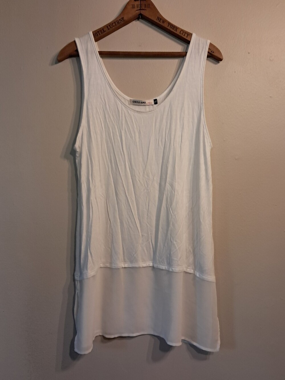 Origami White Layered Sleeveless Flowy Tank
